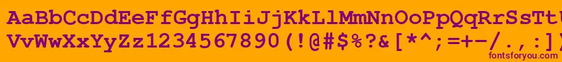CourierPsBold Font – Purple Fonts on Orange Background