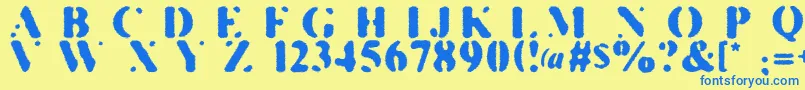 Weitere Informationen zur KillTheHippies-Schriftart KillTheHippies-Schriftart – Blaue Schriften auf gelbem Hintergrund