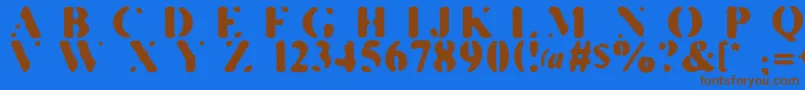 KillTheHippiesフォントについての詳細 フォントKillTheHippies – 茶色の文字が青い背景にあります。