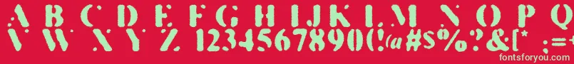 フォントKillTheHippies – 赤い背景に緑の文字