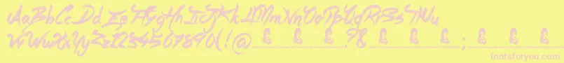 StoryBook-fontti – vaaleanpunaiset fontit keltaisella taustalla