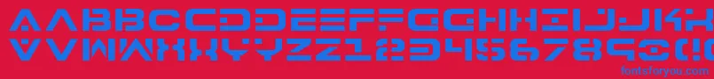 7th-Schriftart – Blaue Schriften auf rotem Hintergrund