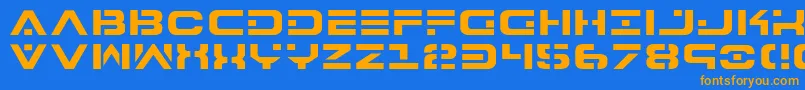 7th Font – Orange Fonts on Blue Background