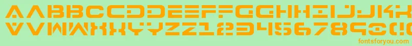 7th-fontti – oranssit fontit vihreällä taustalla