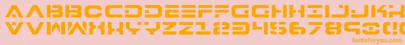 7th-Schriftart – Orangefarbene Schriften auf rosa Hintergrund
