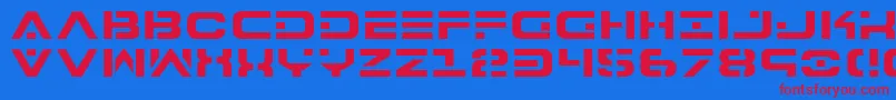 7th-fontti – punaiset fontit sinisellä taustalla