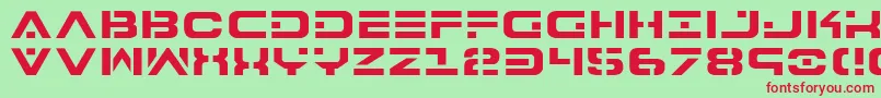 7th-fontti – punaiset fontit vihreällä taustalla