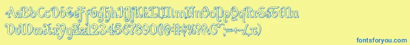 Quillswordout Font – Blue Fonts on Yellow Background