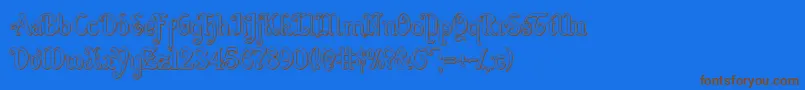 Quillswordout-Schriftart – Braune Schriften auf blauem Hintergrund