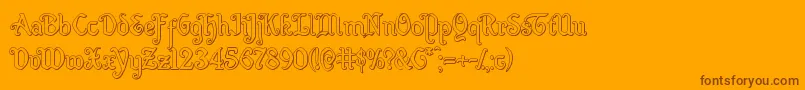 Quillswordout-Schriftart – Braune Schriften auf orangefarbenem Hintergrund