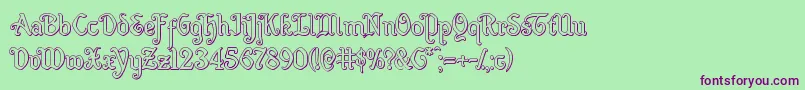 Quillswordout Font – Purple Fonts on Green Background