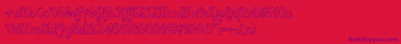 Quillswordout-Schriftart – Violette Schriften auf rotem Hintergrund