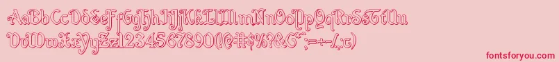 Quillswordout-Schriftart – Rote Schriften auf rosa Hintergrund