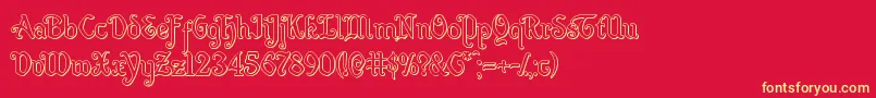 Quillswordout Font – Yellow Fonts on Red Background