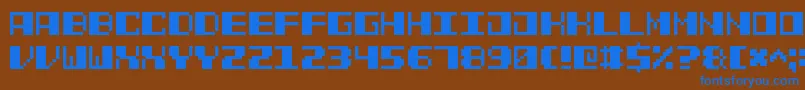 フォントPowerPixel7 – 茶色の背景に青い文字