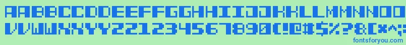 PowerPixel7-fontti – siniset fontit vihreällä taustalla