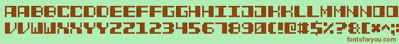 PowerPixel7-Schriftart – Braune Schriften auf grünem Hintergrund