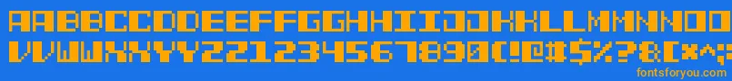 PowerPixel7 Font – Orange Fonts on Blue Background