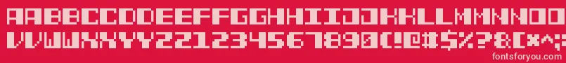 PowerPixel7 Font – Pink Fonts on Red Background