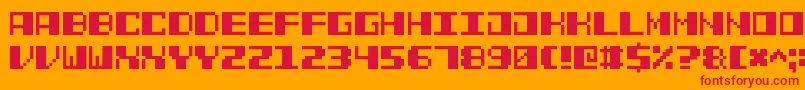 PowerPixel7 Font – Red Fonts on Orange Background