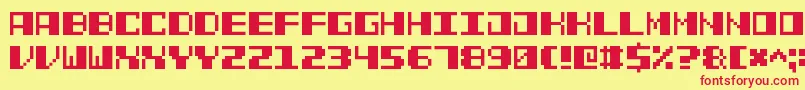 PowerPixel7 Font – Red Fonts on Yellow Background
