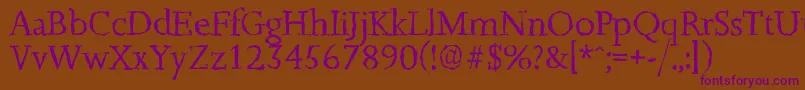 JessicarandomRegular Font – Purple Fonts on Brown Background