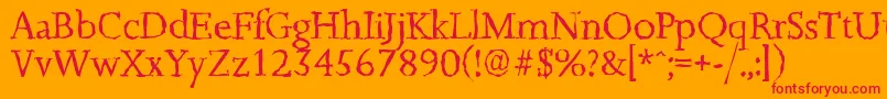 JessicarandomRegular Font – Red Fonts on Orange Background