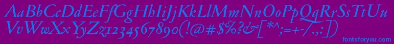 JannonmedosfItalic Font – Blue Fonts on Purple Background