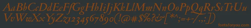 Czcionka JannonmedosfItalic – brązowe czcionki na czarnym tle