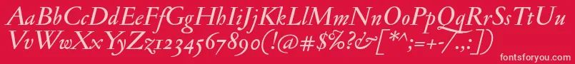 JannonmedosfItalic Font – Pink Fonts on Red Background