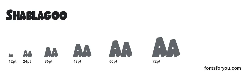 Shablagoo Font Sizes