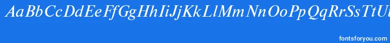 NewtoncttItalic-Schriftart – Weiße Schriften auf blauem Hintergrund