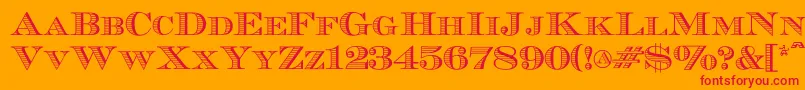 Ecuyerr0902-Schriftart – Rote Schriften auf orangefarbenem Hintergrund