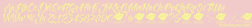 AntlersDemo-Schriftart – Gelbe Schriften auf rosa Hintergrund