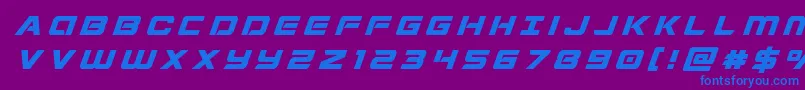 フォントStardustertitleital – 紫色の背景に青い文字