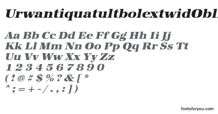 Schriftart UrwantiquatultbolextwidOblique – Alphabet, Zahlen, spezielle Symbole