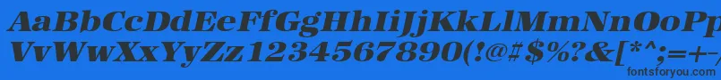 UrwantiquatultbolextwidOblique Font – Black Fonts on Blue Background