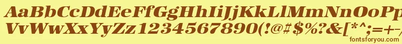 UrwantiquatultbolextwidOblique-Schriftart – Braune Schriften auf gelbem Hintergrund