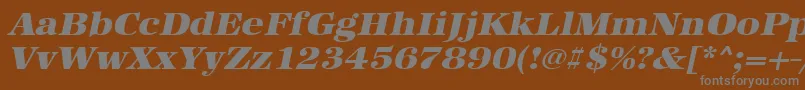 Шрифт UrwantiquatultbolextwidOblique – серые шрифты на коричневом фоне