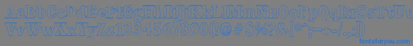 CalgaryoutlineBold-Schriftart – Blaue Schriften auf grauem Hintergrund