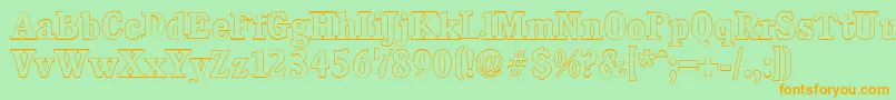 CalgaryoutlineBold-Schriftart – Orangefarbene Schriften auf grünem Hintergrund