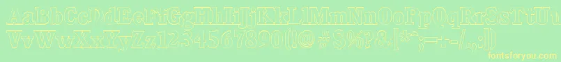 CalgaryoutlineBold-Schriftart – Gelbe Schriften auf grünem Hintergrund