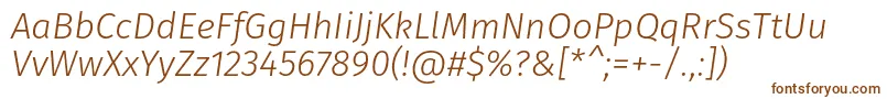 FirasansLightitalic Font – Brown Fonts on White Background
