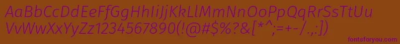 FirasansLightitalic Font – Purple Fonts on Brown Background