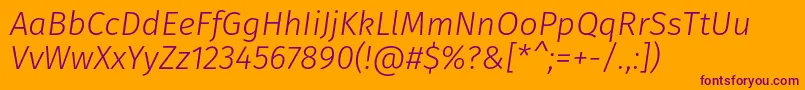 FirasansLightitalic Font – Purple Fonts on Orange Background