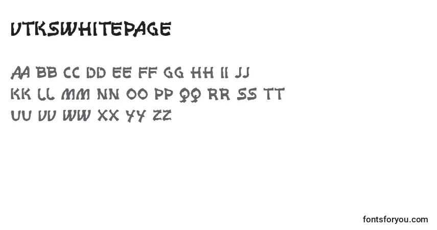 Czcionka VtksWhitePage – alfabet, cyfry, specjalne znaki
