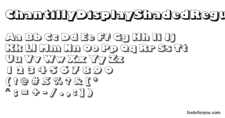 A fonte ChantillyDisplayShadedRegular – alfabeto, números, caracteres especiais
