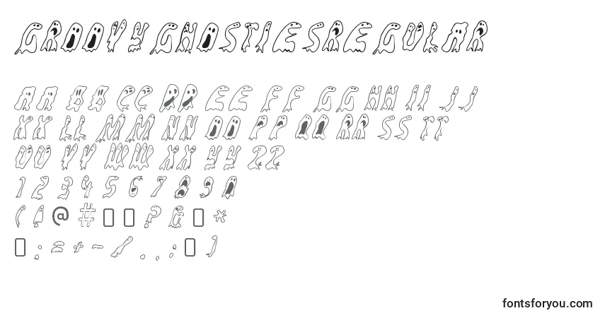 A fonte GroovyghostiesRegular – alfabeto, números, caracteres especiais