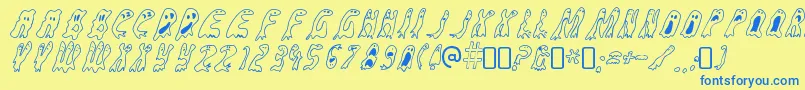 GroovyghostiesRegular Font – Blue Fonts on Yellow Background