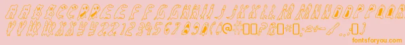 GroovyghostiesRegular-Schriftart – Orangefarbene Schriften auf rosa Hintergrund